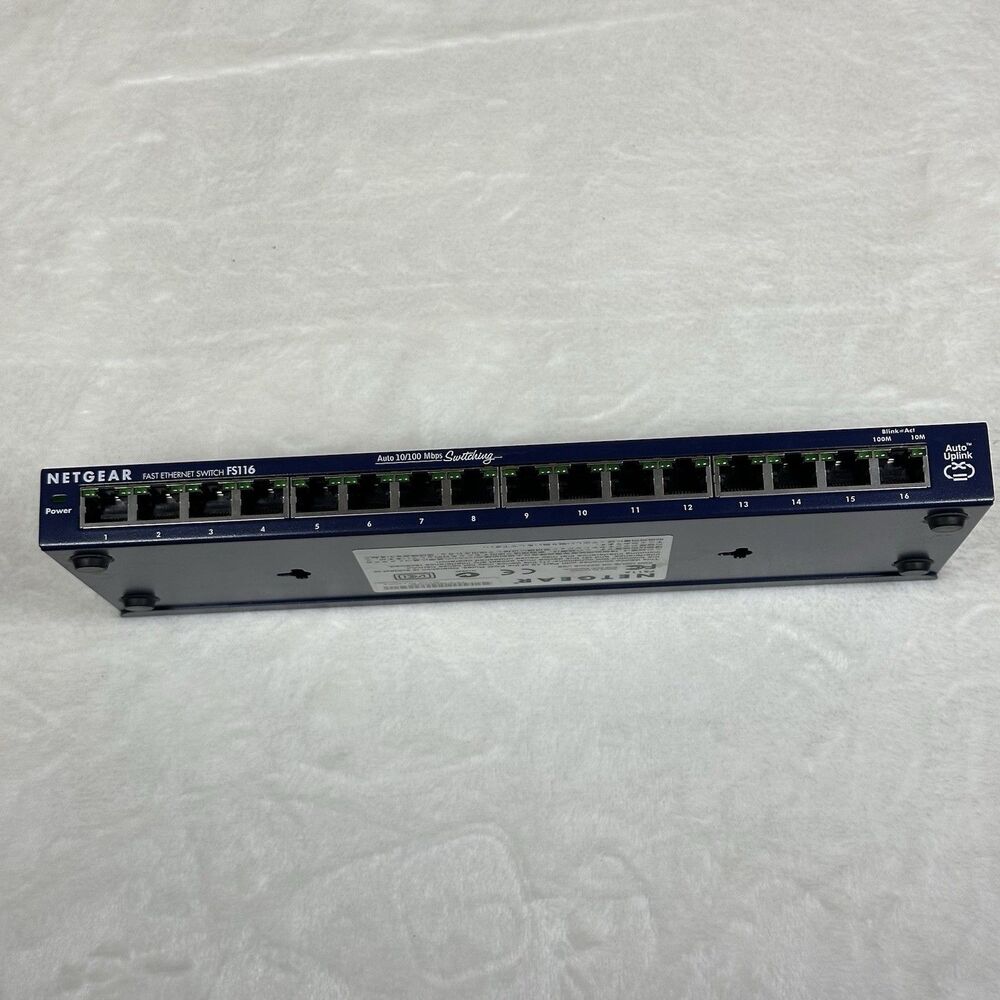 NETGEAR FS116 16-Port Fast Ethernet Switch 10/100 Mbps w/ Power Adapter Tested - Picture 8 of 11